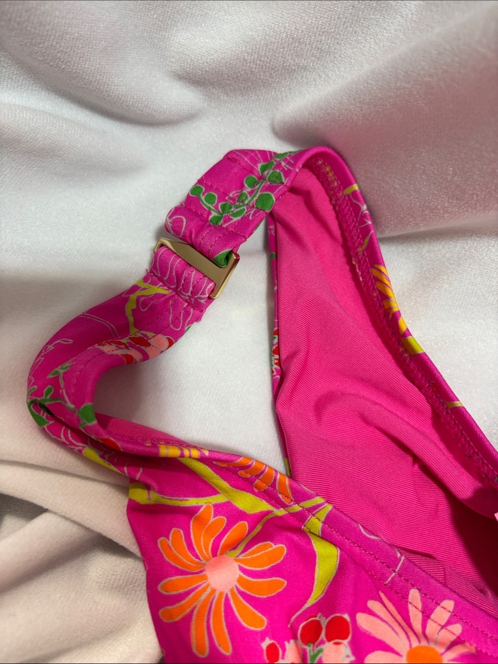 kate spade Pink flash Floral One-Piece lined flower & berries Swimsuit NWT M - Picture 6 of 14